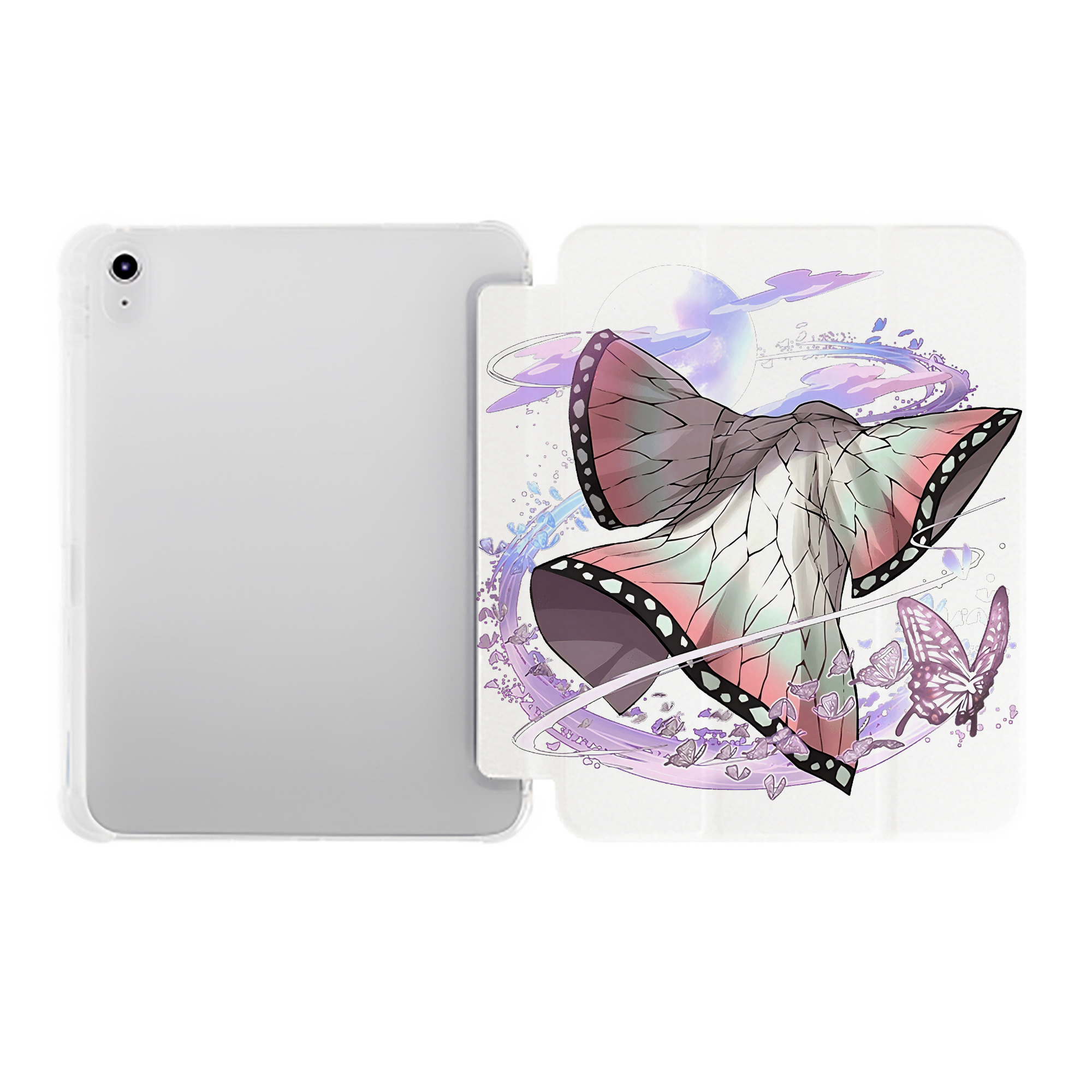 （画像用） 鬼滅の刃（きめつのやいば）蟲柱-胡蝶 しのぶ／こちょう しのぶ Kochou Shinobu IPad ケース ペン収納付き 三つ折りスタンド PUレザー×シリコン 対応機種9.5/10.5/10.9インチ